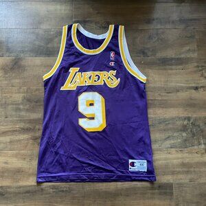 Vintage Champion Los Angeles Lakers Nick Van Exel #9 Jersey Purple NBA Size 44 M